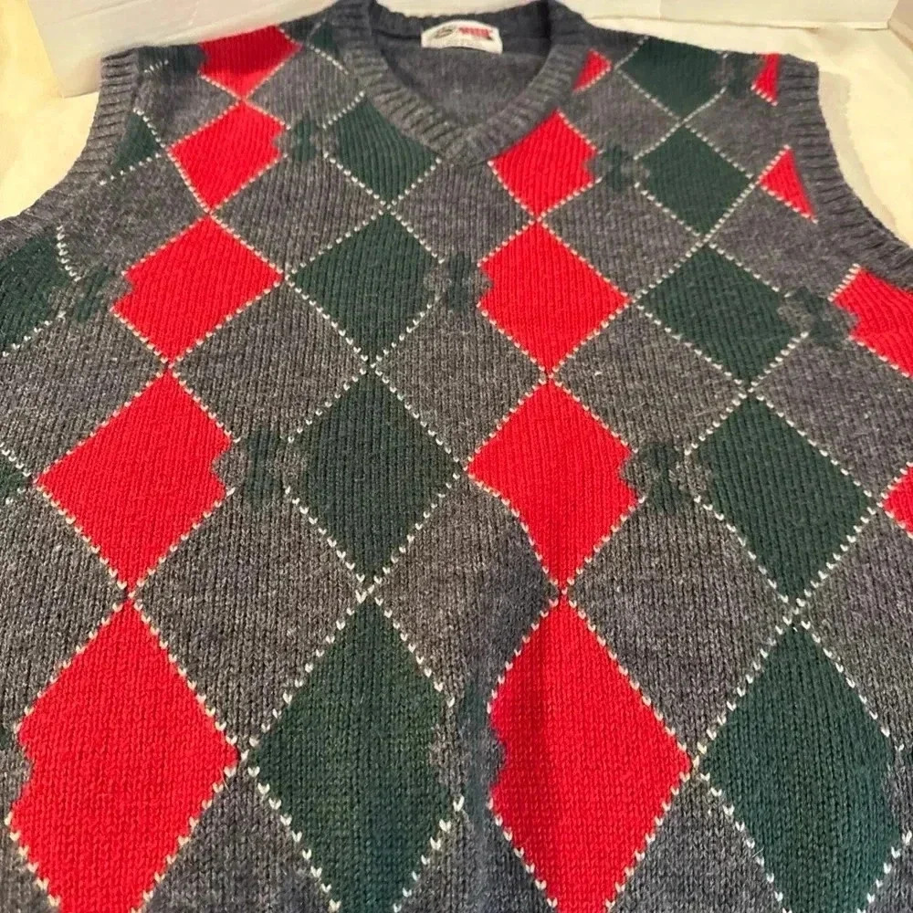 Arrow Sport Sweater Vest Green Red Gray XL Men’s